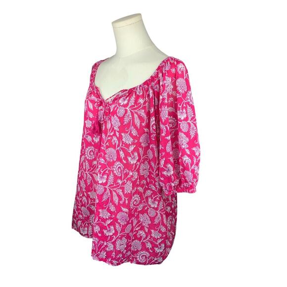 Destination 365 Women’s Pink Floral Blouse Size 1X – Half Sleeve Lightweight Top - Picture 5 of 7